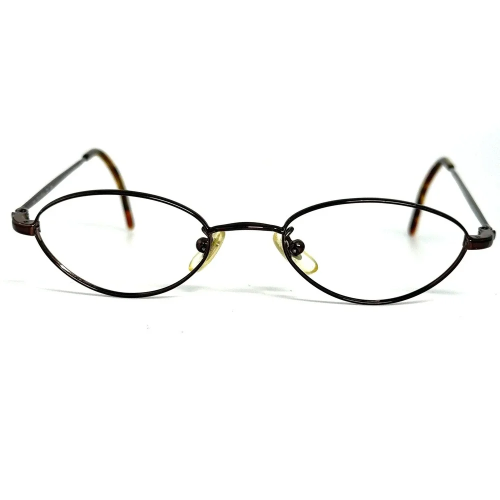 Calvin Klein 252 509 Dark Brown Oval Metal Eyeglass Frames Italy 135mm